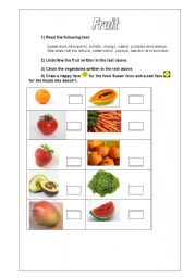 English Worksheet: Fruit