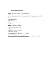 English worksheet: some basic question words for starters
