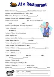 English Worksheet: Restaurant Madlibs