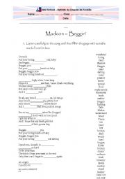 English worksheet: Madcon - beggin