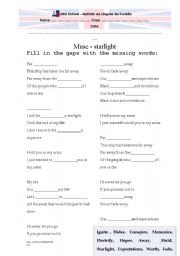 English Worksheet: Muse - Starlight