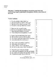 English worksheet: VERBAL CONFUSION