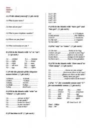 English Worksheet: 6th grade test