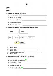 English Worksheet: 6th grade exam