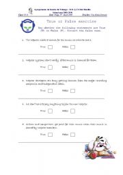 English Worksheet: Stealing Music - True false exercise