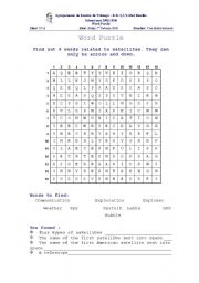 English worksheet: Satellites Word Puzzle
