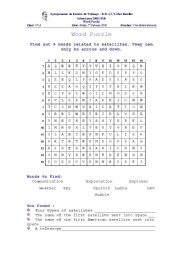 English Worksheet: Satellites Word Puzzle