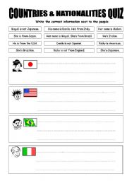 LOGIC QUIZ - Countries and Nationalities 