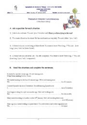 English Worksheet: PRESENT PERFECT CONTINUOUS 