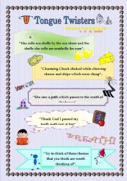 English Worksheet: TONGUE TWISTERS