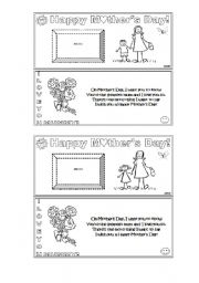 English Worksheet: Happy mothers day card (one for boys and another for girls)