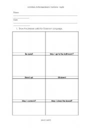 English worksheet: Classroom language