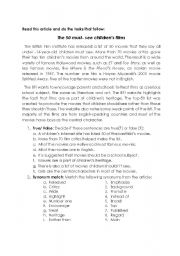 English Worksheet: movie