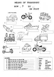 English Worksheet: MEANS OF TRANSPORT