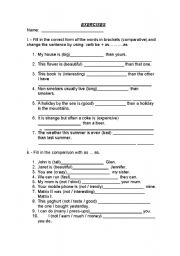 English Worksheet: Comparative adjectives