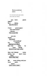 English Worksheet: filling in blanks