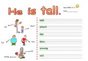 English Worksheet: Body parts and adjectives