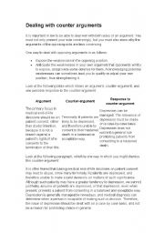 English Worksheet: dealing with counter gargument