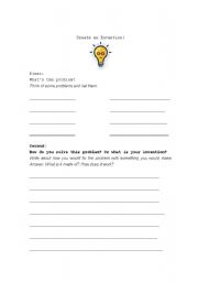 English worksheet: Make your own invention