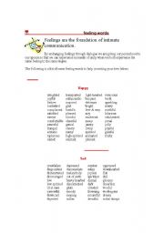 English Worksheet: FEELINGS WORDS