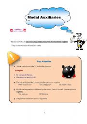 English Worksheet: Modal Auxiliaries (1)