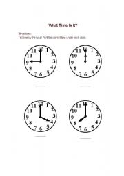 English worksheet: What time is it?