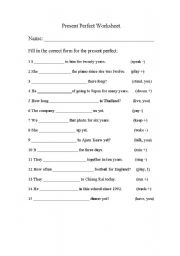 English worksheet: Present Perfect worksheet
