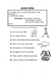 English Worksheet: Action Verbs