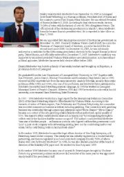 English Worksheet: Biography of Dmitry Medvedev