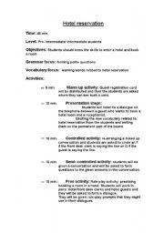 English Worksheet: hotel reservation