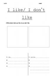 English worksheet: I like