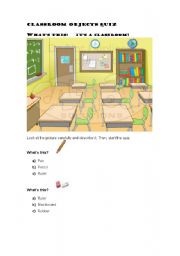 English Worksheet: Classroom Objects Quiz!