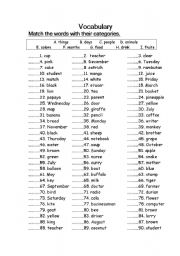 English Worksheet: Vocabulary