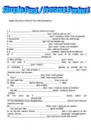 English Worksheet: SIMPLE PAST / PRESENT PERFECT