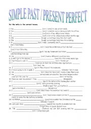 English Worksheet: PAST SIMPLE / PRESENT PERFECT
