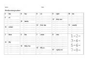 English Worksheet: numbers