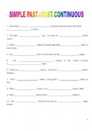 English Worksheet: PAST SIMPLE / PAST CONTINUOUS