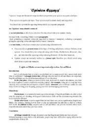 English Worksheet: Opinion Essays