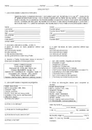 English Worksheet: personal information