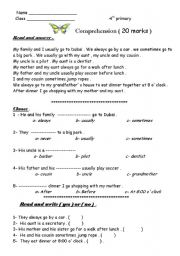 English worksheet: comprehension