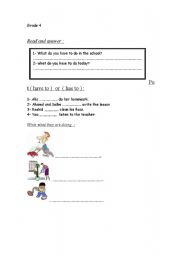English worksheet: has to /have to