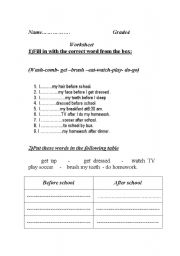 English worksheet: daily activities