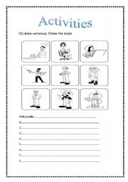 English Worksheet: professions and sentences
