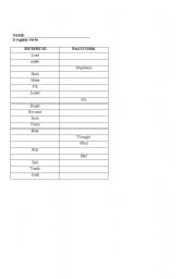 English worksheet: irregular verbs