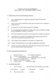 English worksheet: perfect tenses