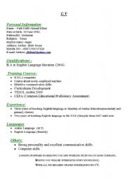 English Worksheet: C.V
