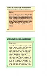 English Worksheet: Problem Letters - Group work with activity cards