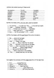 English worksheet: exam paper