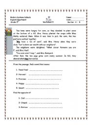 English worksheet: main idea