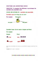 English worksheet: countable and uncountable nouns